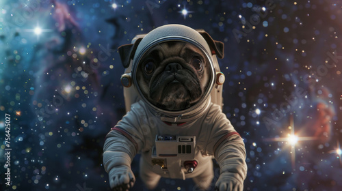 A charming pug in a space s...