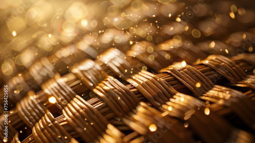 Macro photo of rattan fibers in a wicker product.