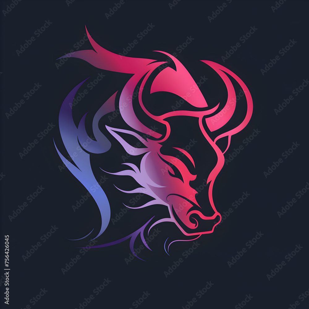 Naklejka premium Forward Momentum, Bull Logo Design