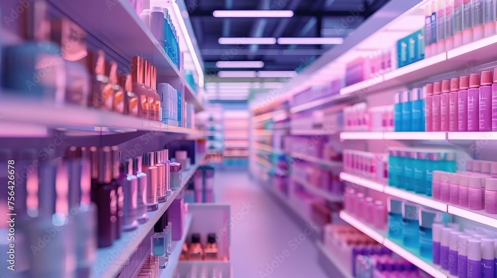 Textural Tapestry of Skincare and Cosmetics in the Beauty Aisle