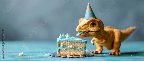 Dinosaur Eat Cake at a Birthday Party
 photo