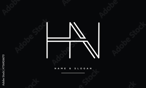 HN, NH, H, N, Abstract Letters Logo monogram