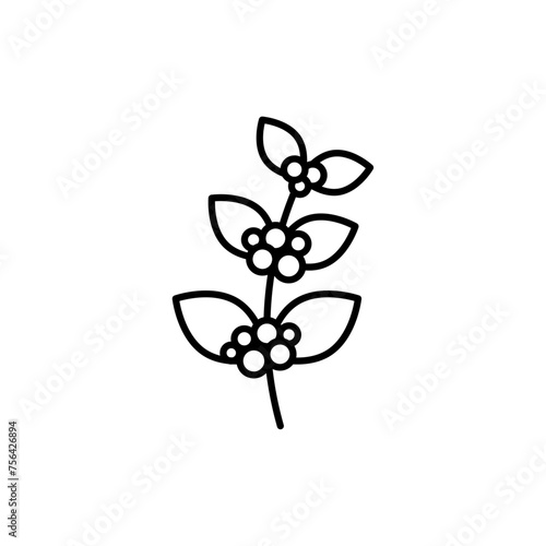 Coffee Plant Vector Line Icon Illustration. © wise