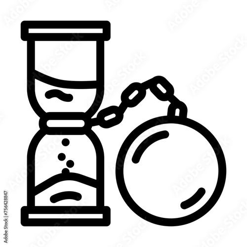 debt time management line icon vector. debt time management sign. isolated contour symbol black illustration