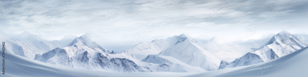 Majestic Snowy Mountain Range Painting
