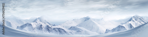 Majestic Snowy Mountain Range Painting © Piotr