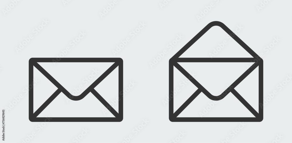 Read, unread email or message outline envelope icon Read, unread email or message outline envelope icon