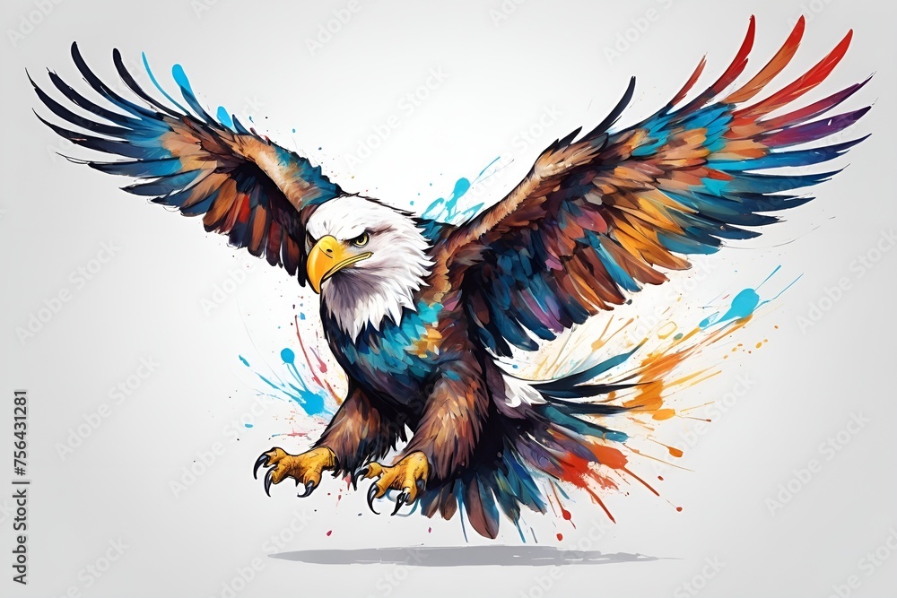 Obraz premium colorful eagle with outstretched wings on a white background