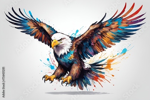 colorful eagle with outstretched wings on a white background