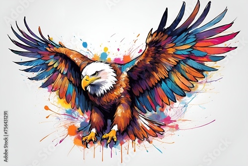 colorful eagle with outstretched wings on a white background photo