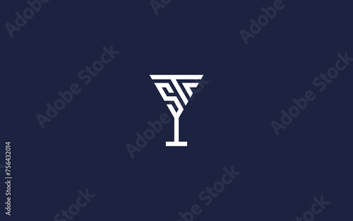 letter st with cocktail logo icon design vector design template inspiration