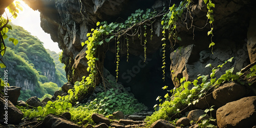 Jungle cave background.