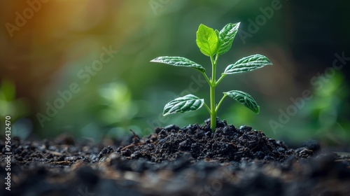A growing plant in soil is isolated on a white background.
