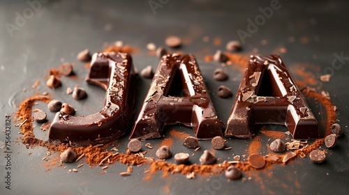 Schokolade sagt JA. Ein Wort für einen süßen Lebensstil mit Schokolade. Die Botschaft Yes chocolate! Die Aufschrift Delicious Snacks. Sag immer ja zu Schokolade. Genieße das Leben.  photo