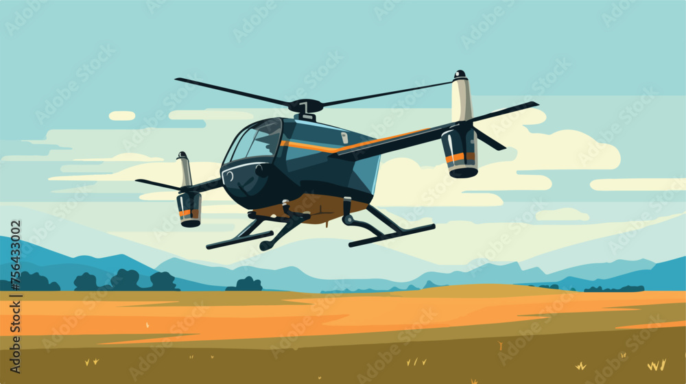 A remote-controlled helicopter soaring through the