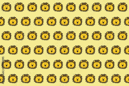 Illustration, wallpaper face of lion on yellow color background.