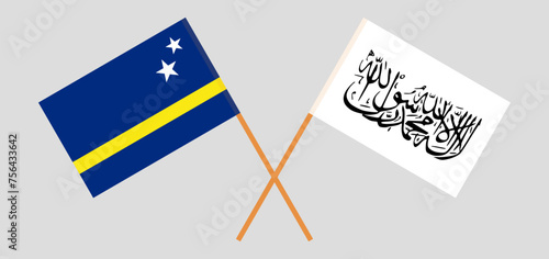 Crossed flags of Country of Curacao and Taliban. Official colors. Correct proportion
