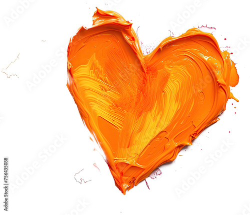 Orange heart painted with oil paint