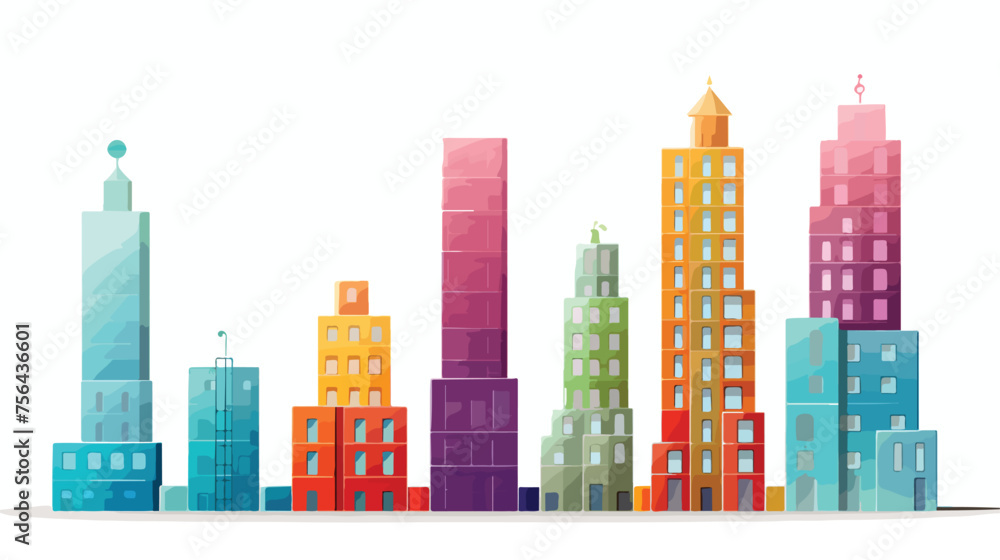 A set of building blocks constructing a towering sk