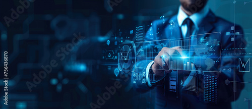 The Virtual Maestro: A Man in a Suit Conducting a Digital Symphony. Generative AI