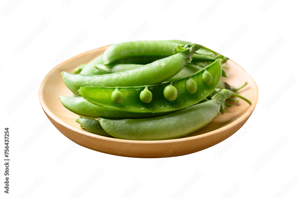 Fresh green pea in wooden plate, food ingredient Fresh green pea in wooden plate, food ingredient