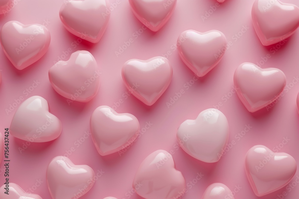Lots of pink hearts on a pink background. valentine's day
