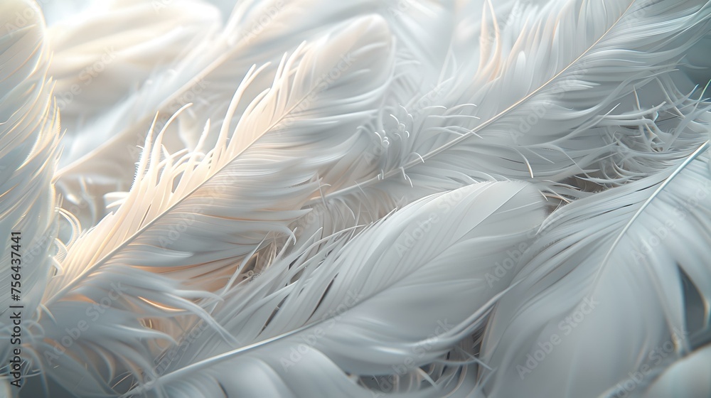 Elegant soft white feathers close-up, delicate texture detail. serene and pure, perfect for backgrounds and design elements. AI Elegant soft white feathers close-up, delicate texture detail. serene and pure, perfect for backgrounds and design elements. AI