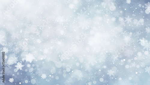 Blue and White Background With Snow Flakes © Piotr