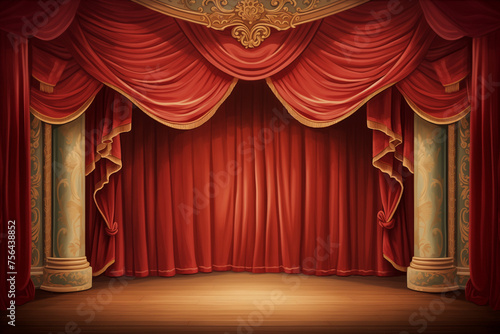 red curtain with spotlight