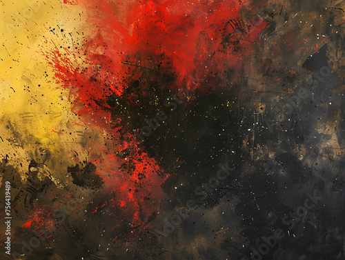 Exploding dust, red black and yellow