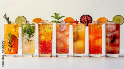 Array of Glasses With Various Drinks