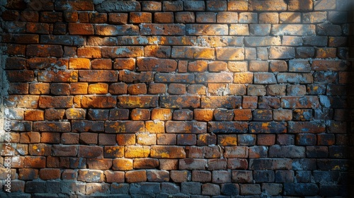 Intense Light Shining on Close Up of Brick Wall