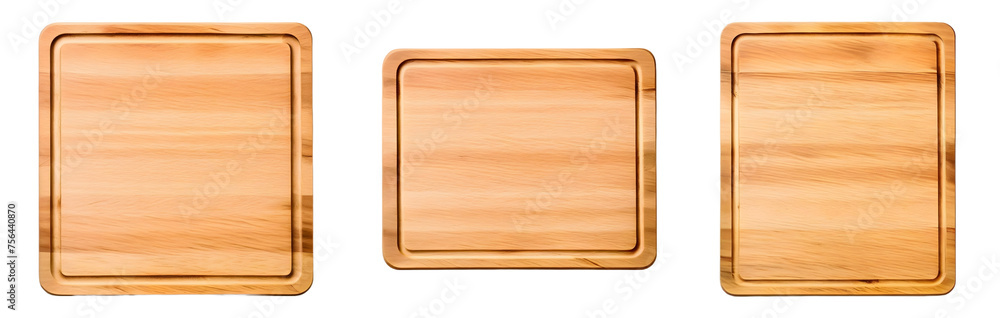 Empty square cutting board for top view food product display, isolated on transparent background generative ai Empty square cutting board for top view food product display, isolated on transparent background generative ai
