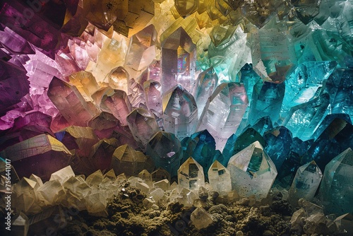 Crystal Cave  Gemstones refract the gradient colors.