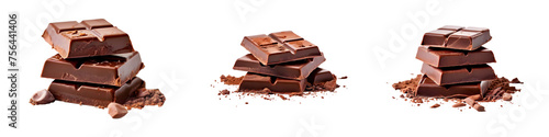 Chocolate bar candy sweet dessert food isolated on transparent background generative ai