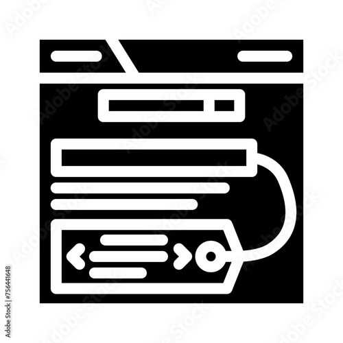 meta tags title description seo glyph icon vector. meta tags title description seo sign. isolated symbol illustration