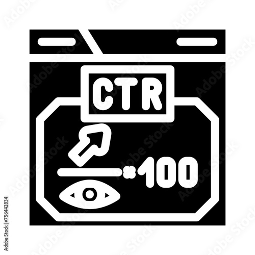 ctr click through rate seo glyph icon vector. ctr click through rate seo sign. isolated symbol illustration
