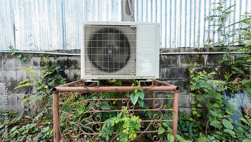 Air Conditioner, Building Exterior, Outdoors, Torn, Air Compressor photo