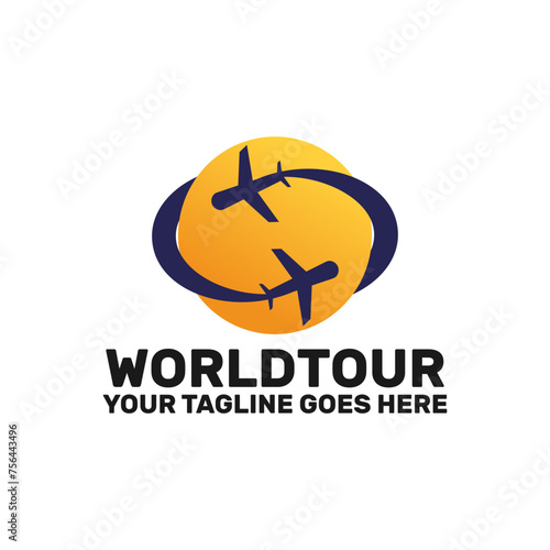 world tour travel logo template
