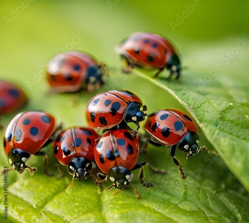  ladybugs on green leafs