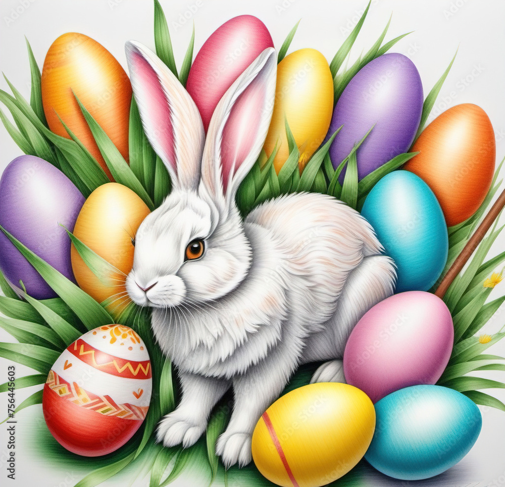 Easter, holiday image in the year of the rabbit. AI generated