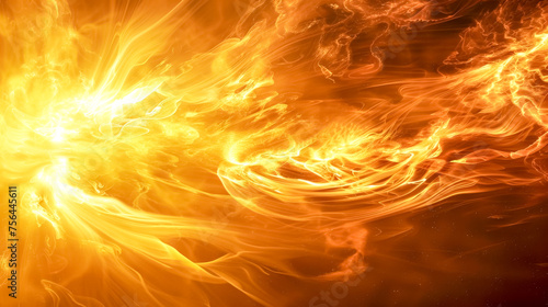 Dynamic image of intense flames and glowing energy with a vibrant orange hue