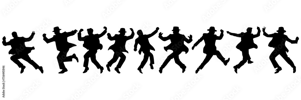 Dancing people silhouettes set, large pack of vector silhouette design, isolated white background