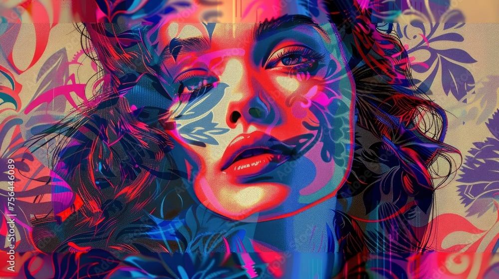 Pop art art style characteristic features attractive woman portrait, intricate details, beautiful art Pop art art style characteristic features attractive woman portrait, intricate details, beautiful art