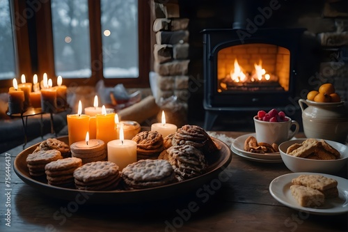 A beautiful house with a fireplace gives the atmosphere the necessary warmth, and also with delicious cakes and candles it gives relaxation and tranquility.