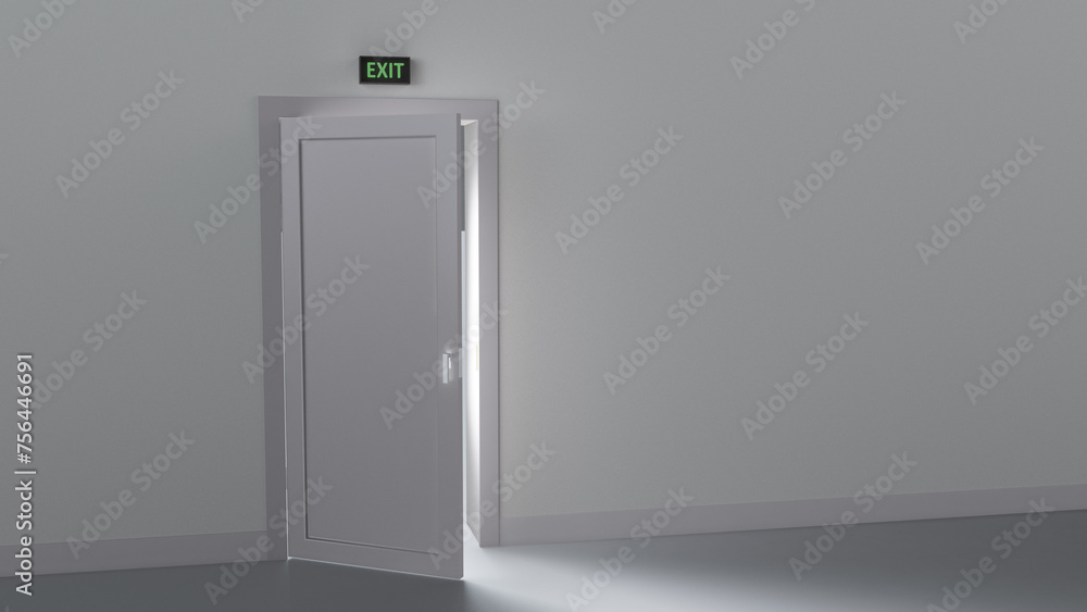 3D illustration а bright light shines from a slightly open door in the darkness.
3D illustration а bright light shines from a slightly open door in the darkness.
