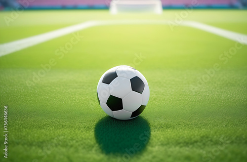 Soccer ball close-up lying on a football field © Svetlana Zibrova