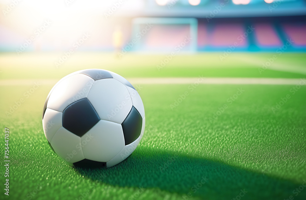 Obraz premium Soccer ball close-up lying on a football field