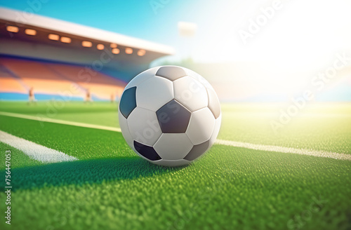 Soccer ball close-up lying on a football field © Svetlana Zibrova