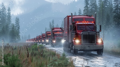 A Long Line of Trucks photo